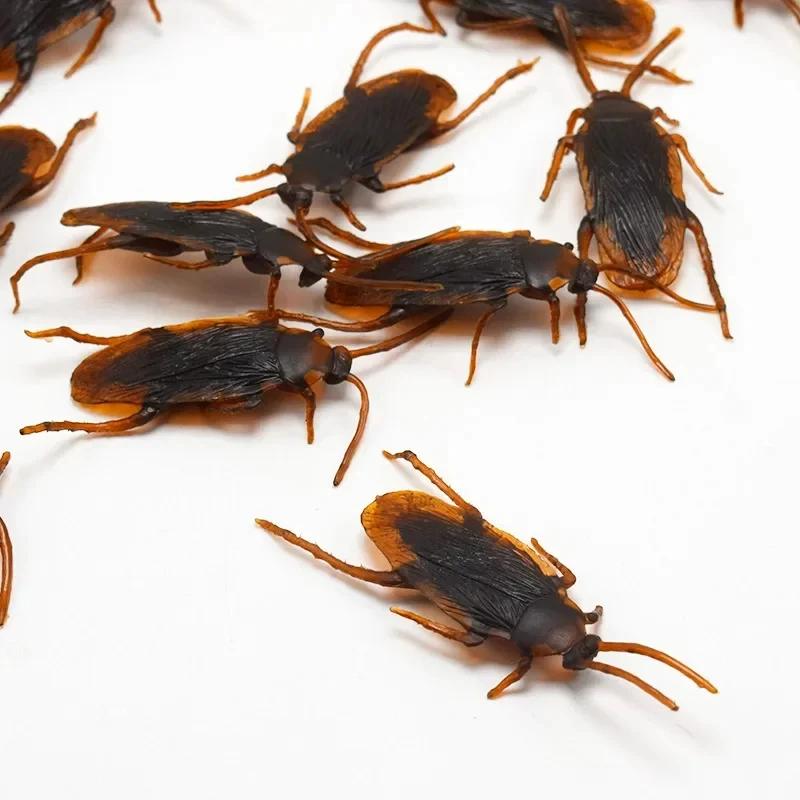 Realistic 50Pcs Fake Rubber Cockroach Toy Prank Joke Trick Simulation Model Lifelike Roach Bug Funny Gag Gift For Halloween