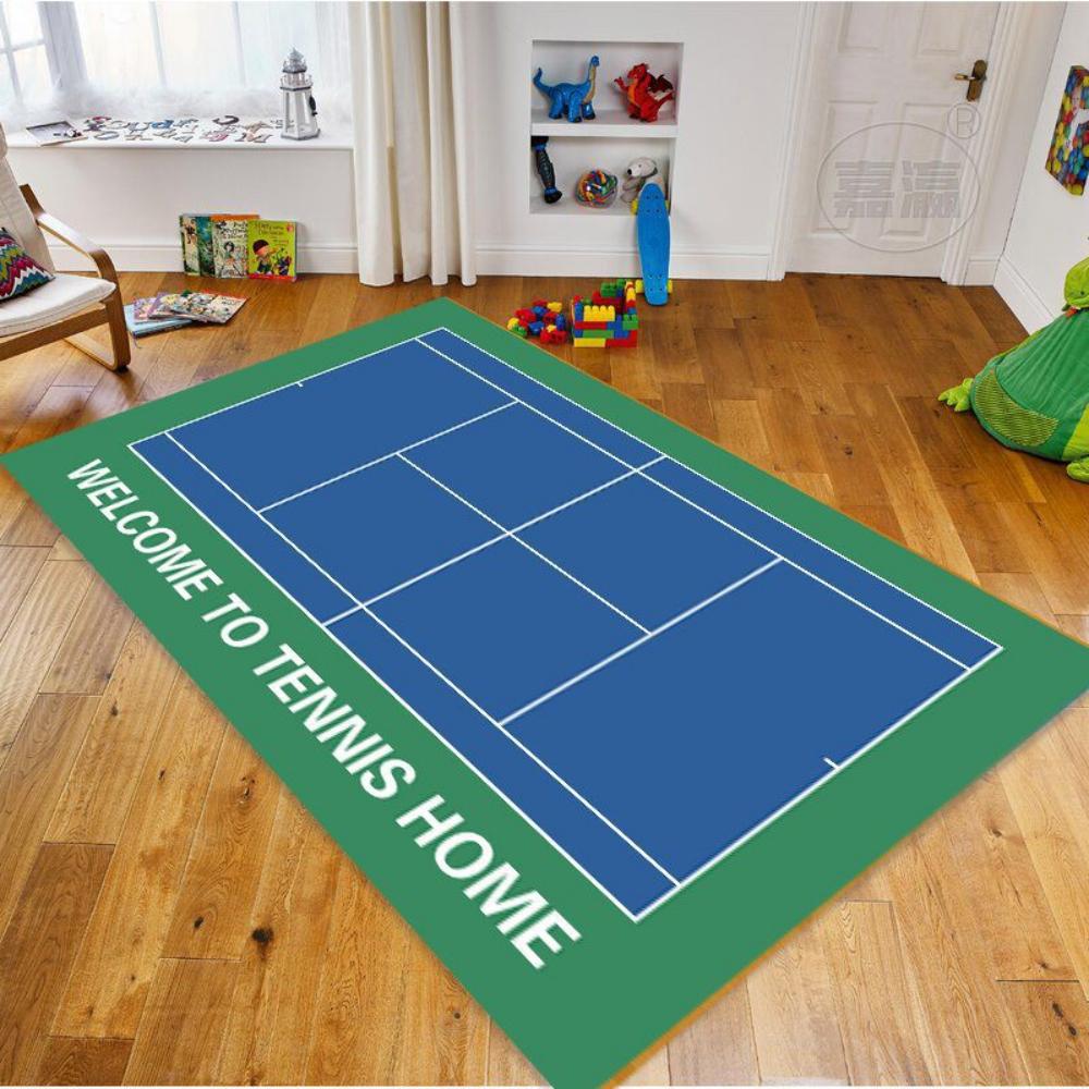 Tennis Sport Tennis Court Pattern Carpet Multi-color Anti Slip Rug Living Room Bedroom Entrance Rug Durable Beautiful Carpet