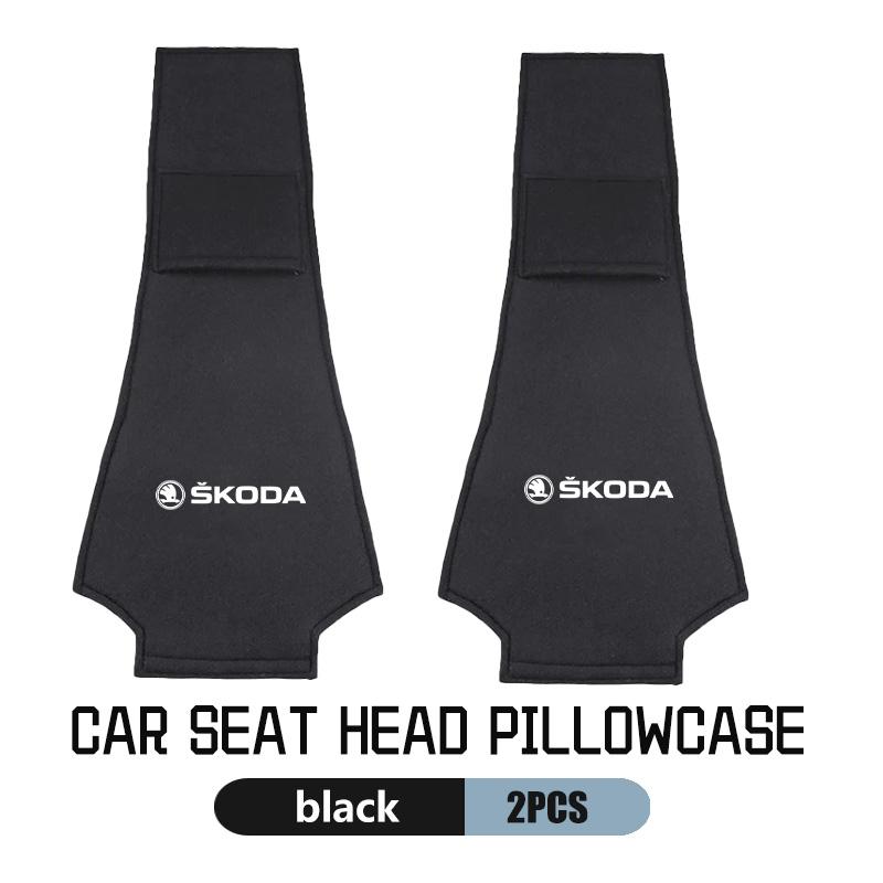CTGI2 Car Styling Suede Seat Back Headrest Pillow Cover Dustproof Pad Accessories For Skoda Fabia 1 2 Octavia A7 RS Superb Rapid Yeti