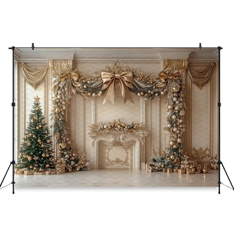 Mocsicka Christmas Background Photography New Year Party Tree Beige Wall Decorations Adult Child Photo Backdrop Studio Wallpaper