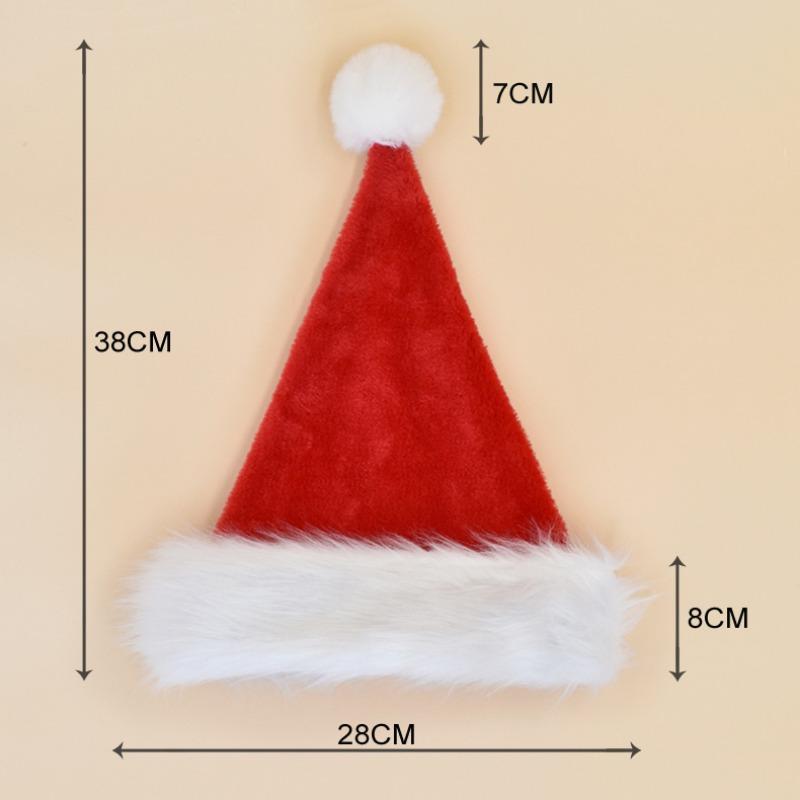 2024 New Year Christmas Decorations Red Blue Green Black Adult and Children plus-Sized Thickened Plush Christmas Hat CDN