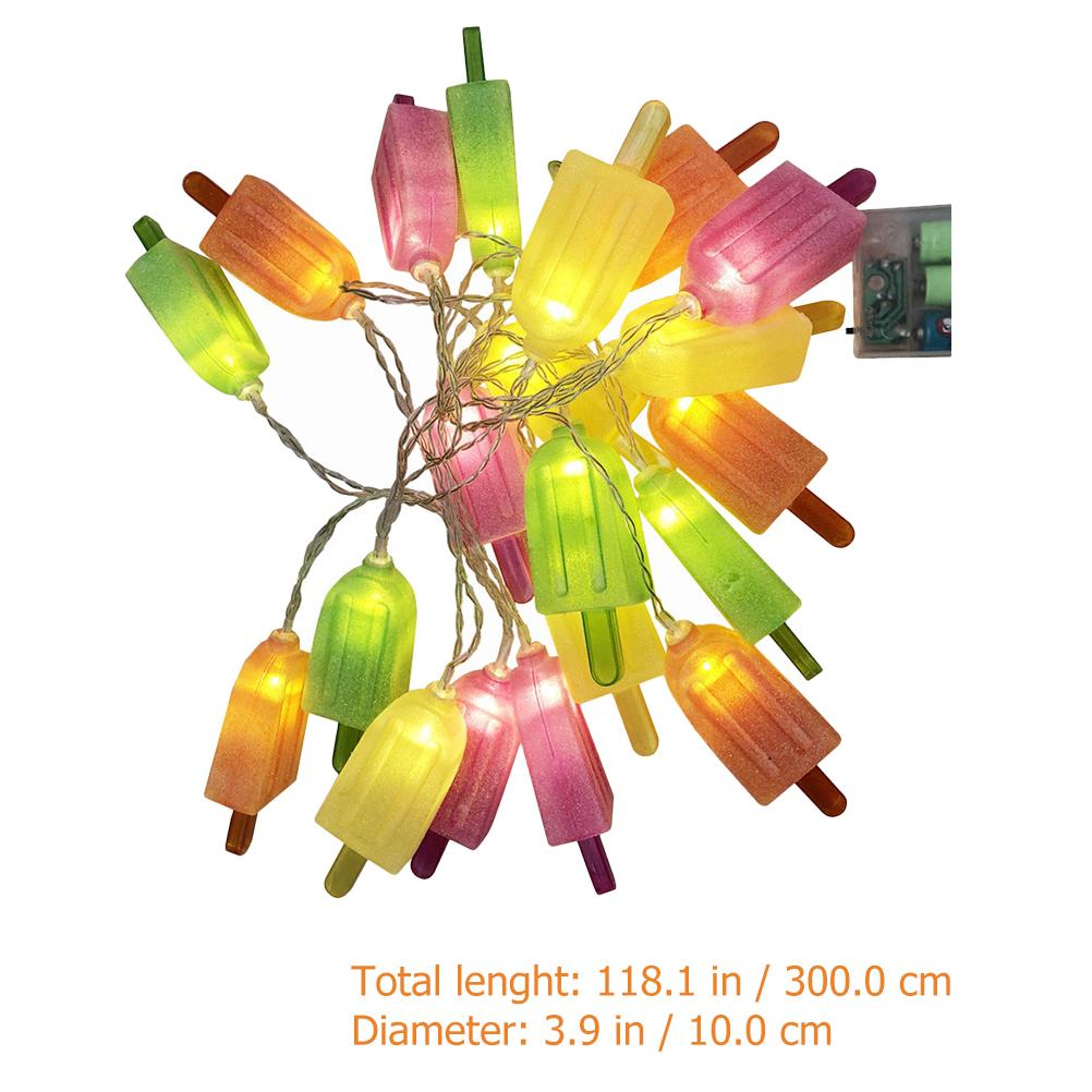 Outdoor Ornament Lights Ice Cream String Fairy Candles Flickering Plastic