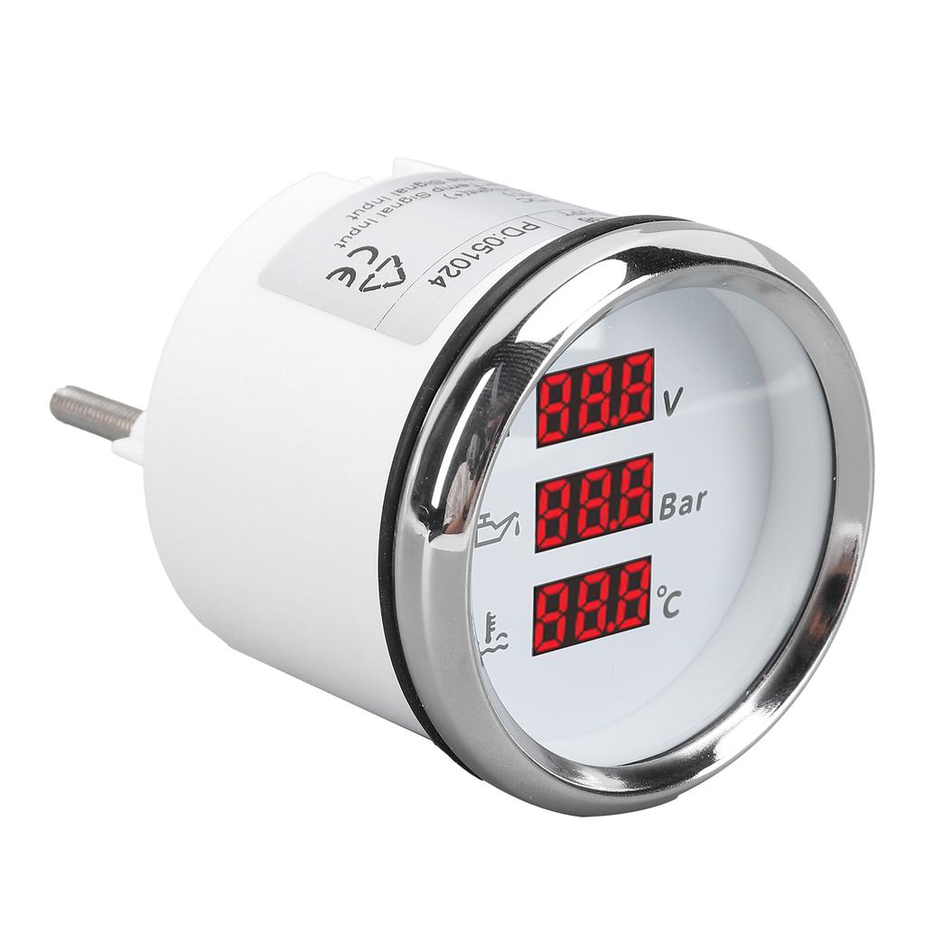 52mm Voltage Oil Pressure Water Temp Gauge Red Backlight Waterproof Digital Water Temp Oil Pressure Voltmeter for Boat