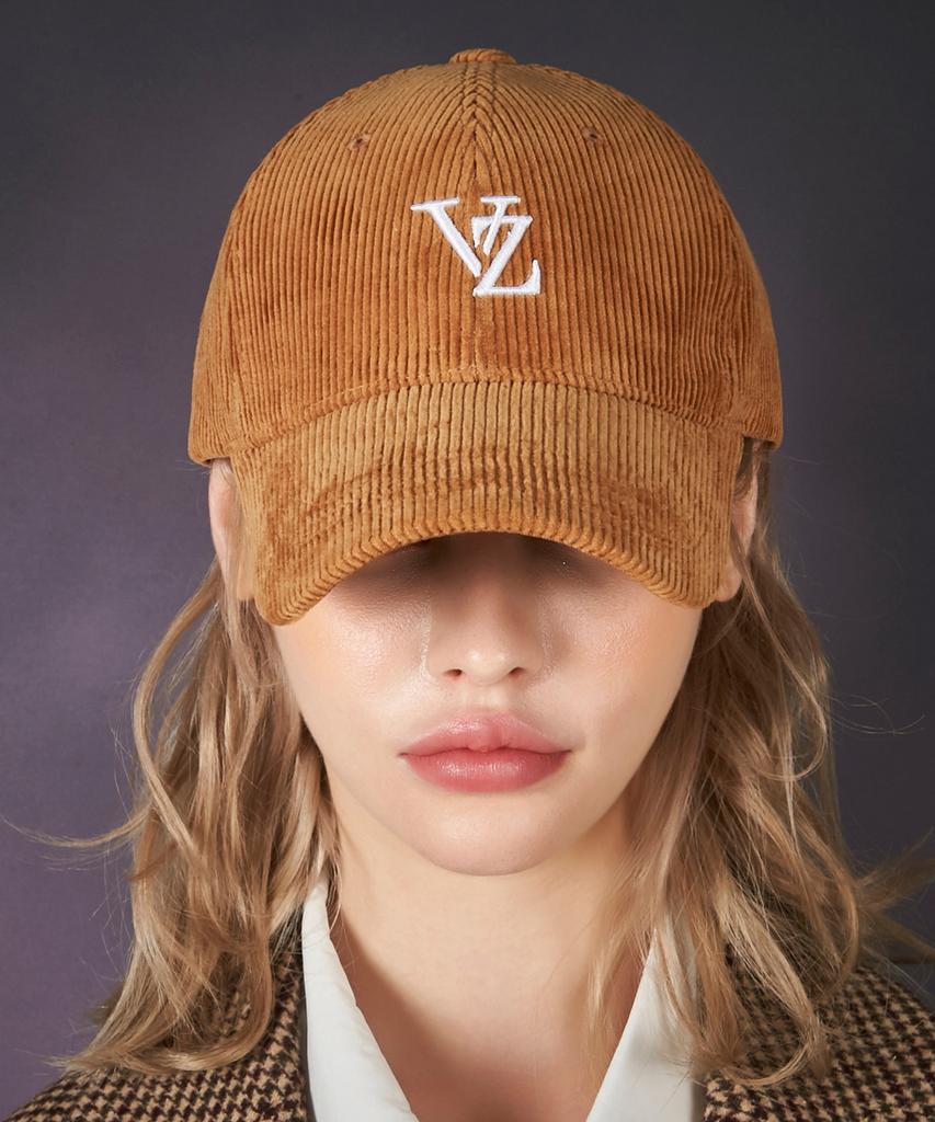 Bajal 3D Monogram Logo Corduroy Oversized Ball Cap Brown