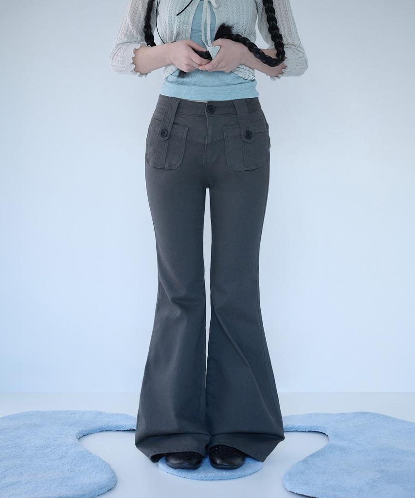 Mileko Button Pocket Bootcut Pt Charcoal