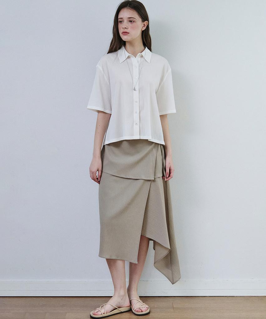 MALOUPE 4213 Crinkle Short Sleeve Shirt (Cream)