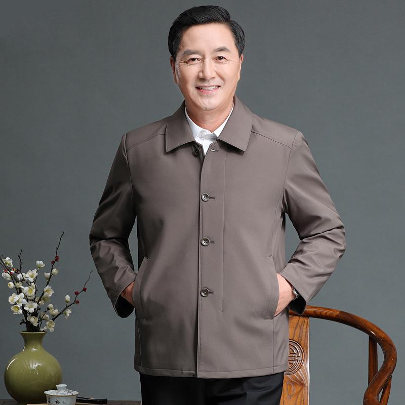 Chaqueta acolchada de algodón para hombre para papá: Camisa de Botones para Primavera y Otoño para Personas de Mediana Edad y Mayores