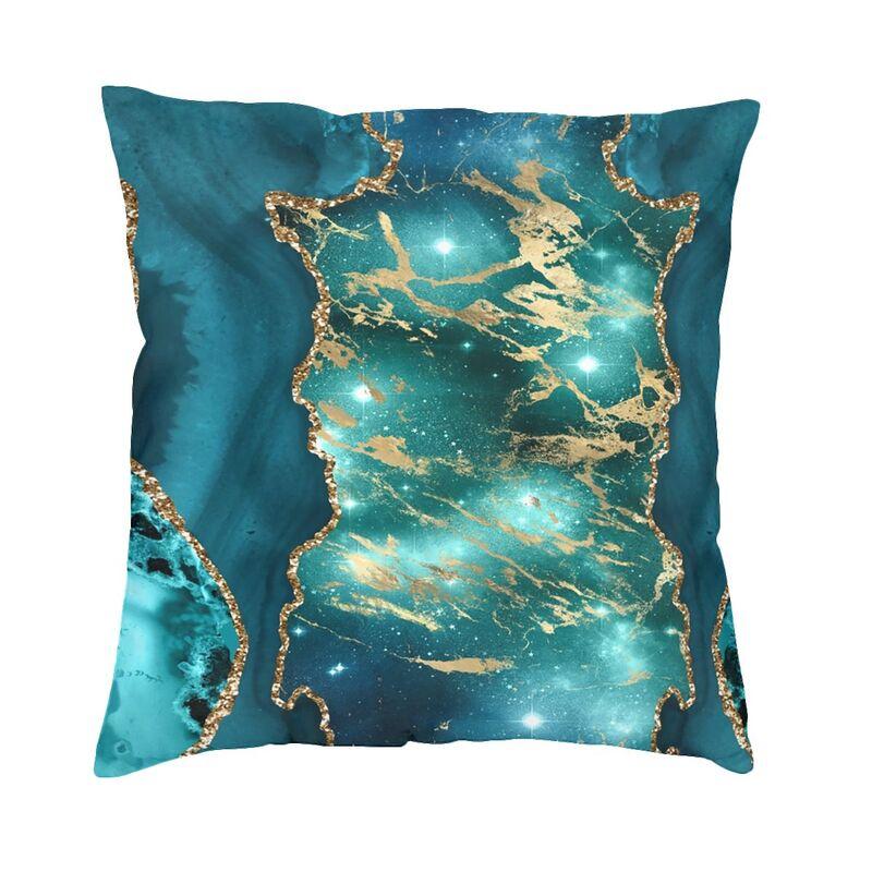 Fashion Emerald Green Black Gold Marble Throw Pillow Cover Home Decor Custom Square Cushion Cover 45X45 Pillowcover For Sofa