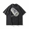 High Street Washed Old Graffiti Short Sleeve T-Shirt Men'S American Retro Street Hip Hop Brand Half Sleeve Loose