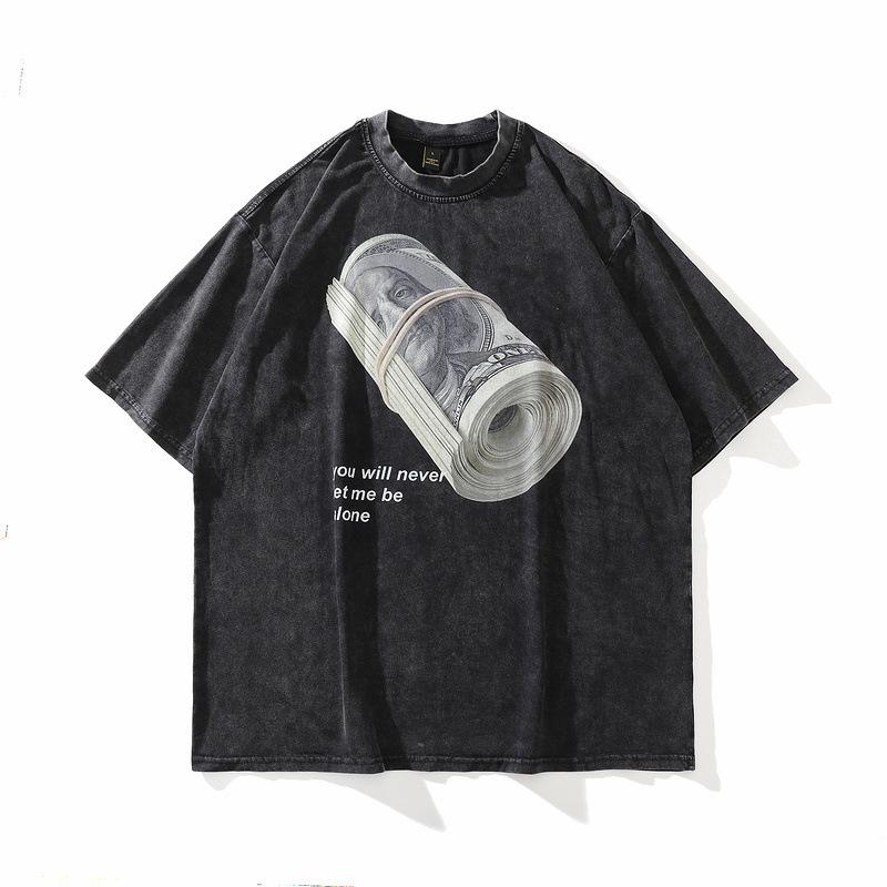 Summer New Washed Old Bones Bone Printing Loose High Street Tide Brand Short-Sleeved T-Shirt For Men And Women