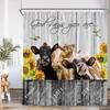 Funny Bathing Animals Shower Curtains Highland Cattles Cow Battub Printing Bathroom Decorations Cartoon Polyester Bath Curtain