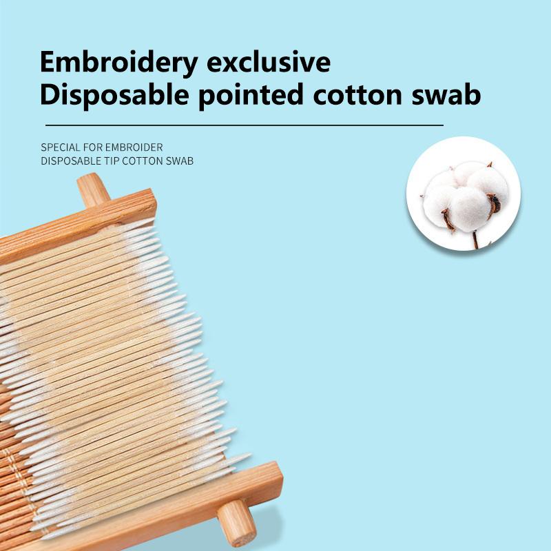 Double-Pointed Disposable Ultra-Small Cotton Swab Brush Lint Free Micro Wood Makeup Brushes Eyelash Extension Glue Removing Tool
