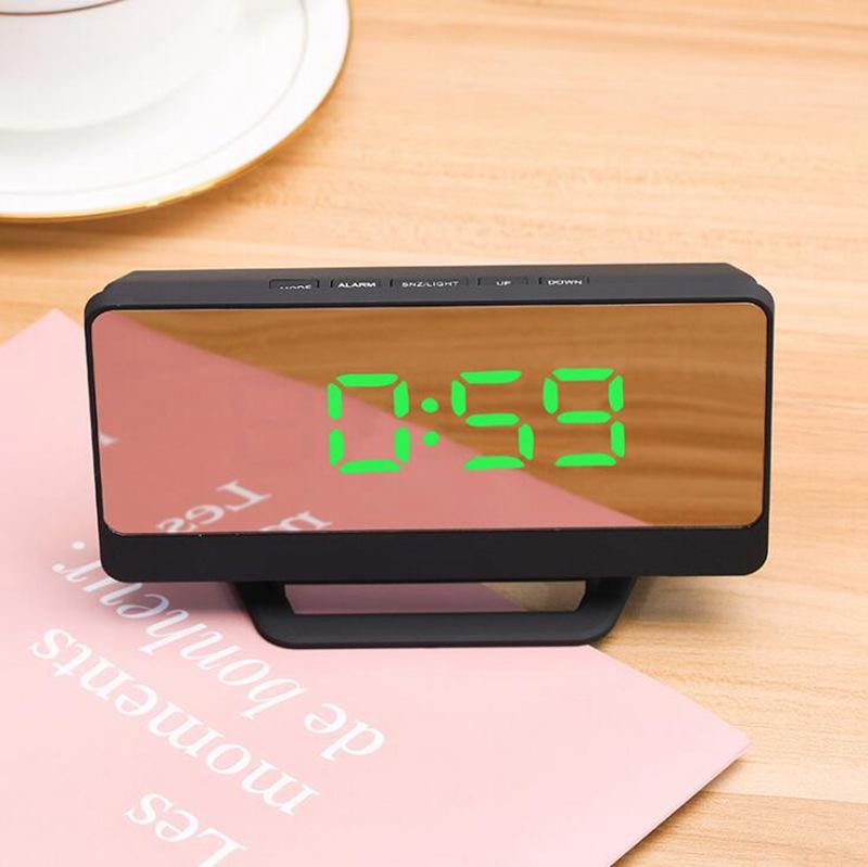 Creative Bedside Clock Fashion LED Smart Electronic Alarm Clock Mirror Student Sleep Digital Desk Clock with Temperature Date Display