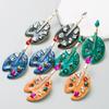 Women Design Sense Oil Dropping Palette Drop Earrings Crystal Colored Glass Exaggerating Earrings