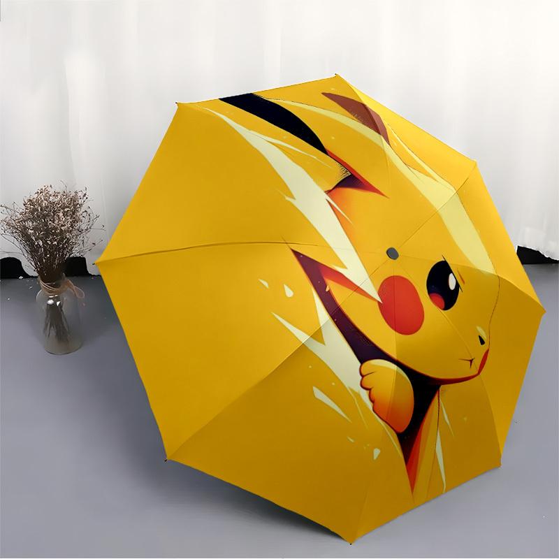 1pc Pikachu Automatic Open Umbrella - 8-Rib Compact Foldable Design, Durable Fabric for Casual & Fashion Use, 077