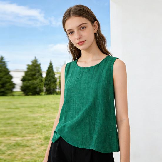 Damtoppar O-ringning Ärmlös Lös Passform Pullovertoppar Sommar Vår Vardaglig Baslager T-shirt Dagligt Bruk