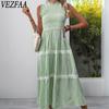 Robes décontractées pour femmes, mode été printemps, couleur unie, imprimé, sans manches, col rond, taille haute