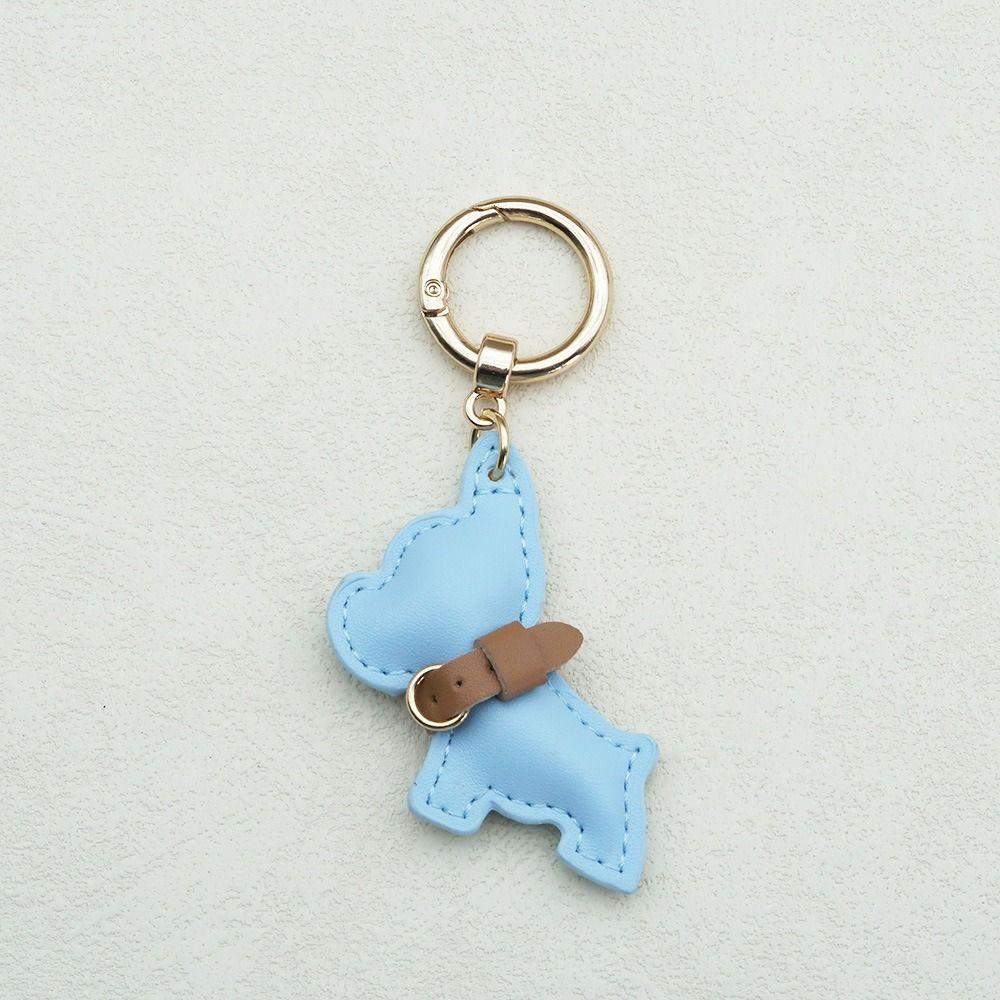 Cute Puppy Bulldog Keychain Animal Dog Bulldog Bag Pendant Cute PU Leather Dog Hanger Bag Ornament