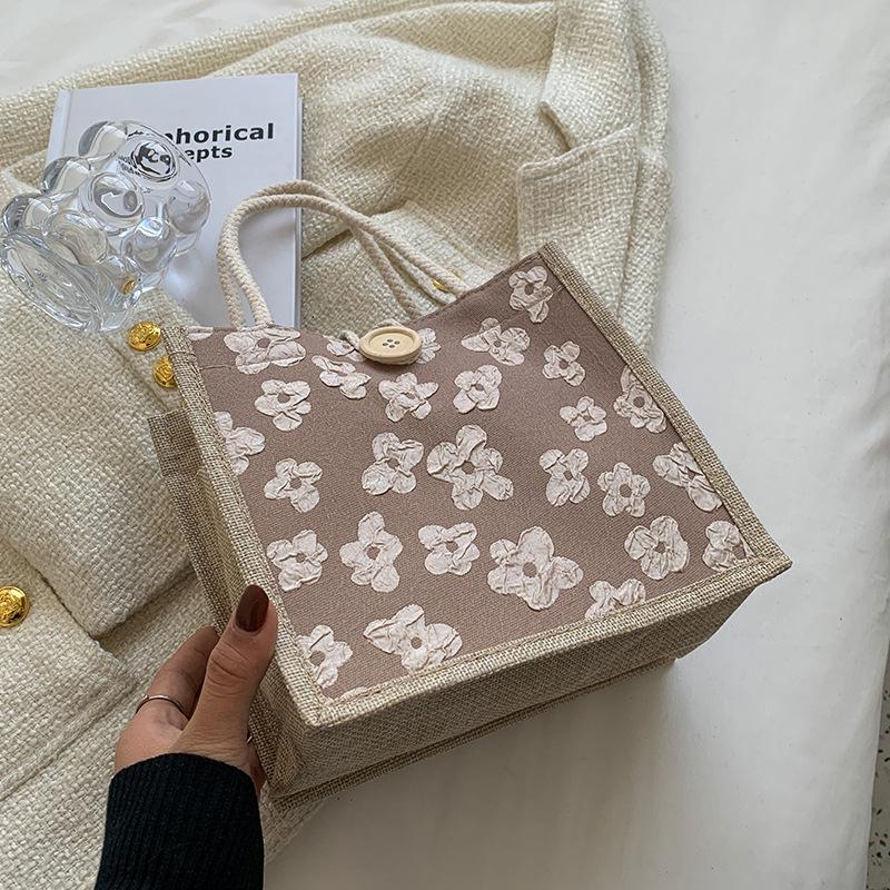 Hand-Bento-Tasche für Damen, neue lässige Muttertasche aus japanischem Leinen für Studenten, handgehaltene Lunchbox-Tasche