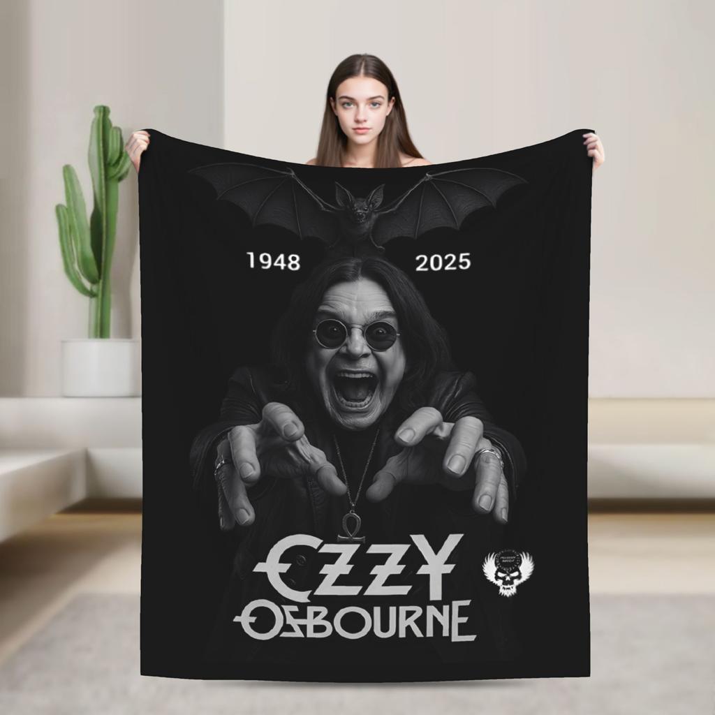 Couverture Polaire Rock Band Ozzy Osbourne Printemps Automne Couvertures Jetées Douces Multifonctions pour Literie Voyage Couvertures de Lit
