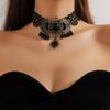 Vintage Bred Version Kort Spets Halskedja Kvinnor, Mode Trendig Nyckelbenskedja Halsband Sexig Krage