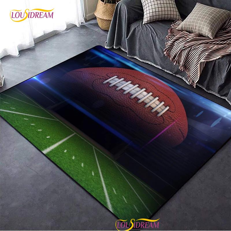 Alfombra Personalizada de Cancha de Fútbol Americano, Alfombra para Decoración de Sala de Estar Dormitorio, Alfombra Antideslizante para Piso de Cocina Baño para Niños