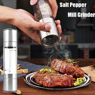Râșniță de piper 2 în 1 Manuală Oțel Inoxidabil Set Râșniță Sare Piper Cu Măcinare Ceramică Ajustabilă Râșniță Condimente Instrument Bucătărie