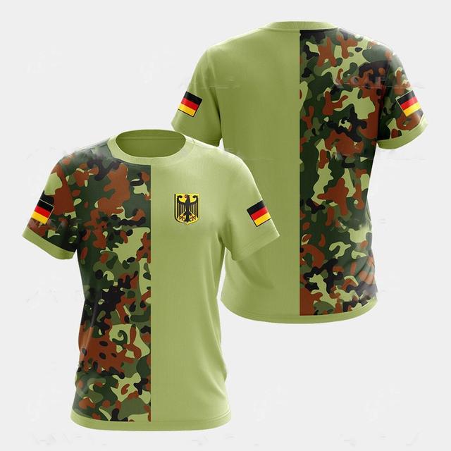 German T-shirt Men Skull Flag 3d Print Tops Fashion Veteran Short Sleeve O-neck Tee Casual Graphic Oversized Loose T Shirts