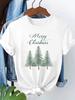 (Asian Size) Short Sleeve T-shirts lovely letter cute Merry Christmas Fashion Women's Top O-neck T Shirt Print Casual New Year Clothing Graphic Tee
