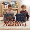 Numbered Hidden Drawer Box Red Bird Christmas Advent Calendar, 24 Unique Miniature Holiday Ornament Set Figurines, Tree Hanging Ornaments for