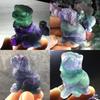 Unique Natural Colourful Fluorite Quartz Crystal Dog Hand-carved Healing Home Decor Piece