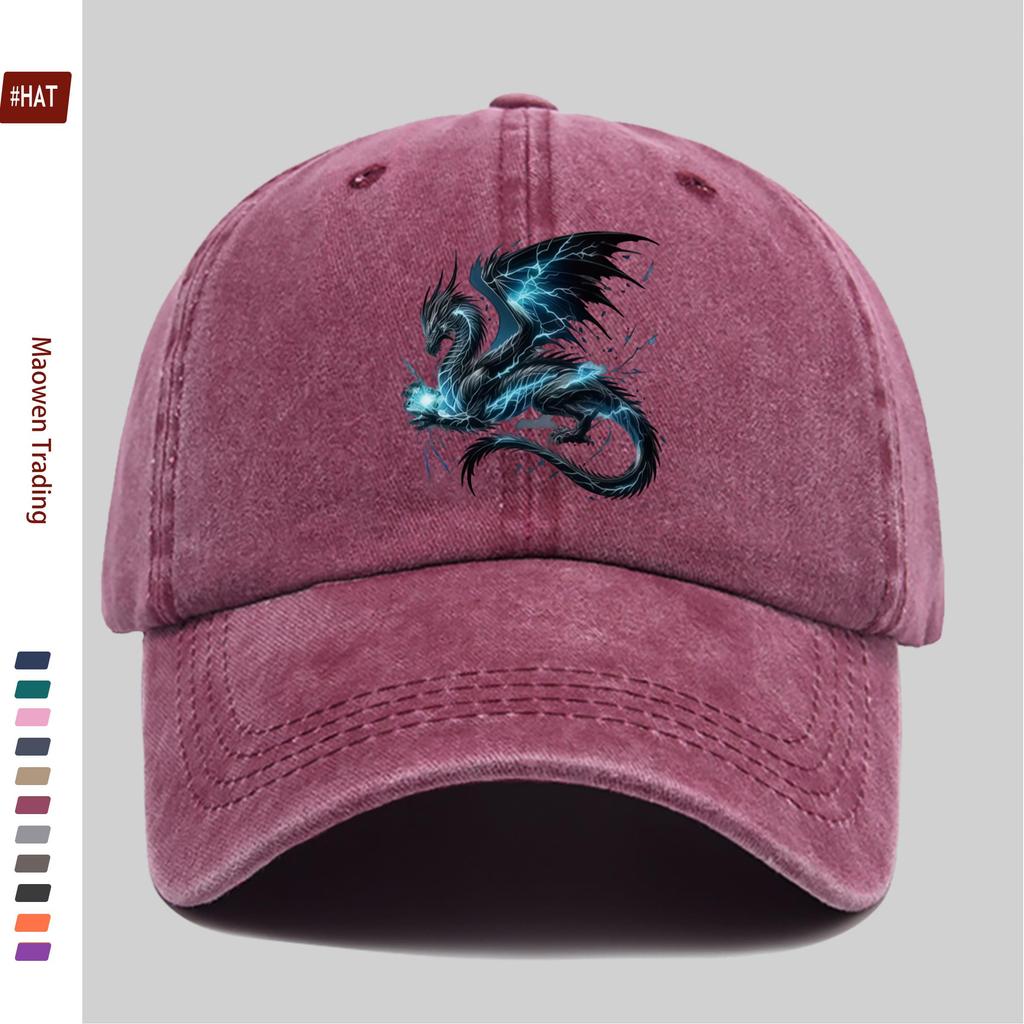 Pc Pcs Unisex Adjustable Trucker Baseball Cap with Blue Dragon Print  Snapback Buckle Closure Lightweight Suitable for Daily