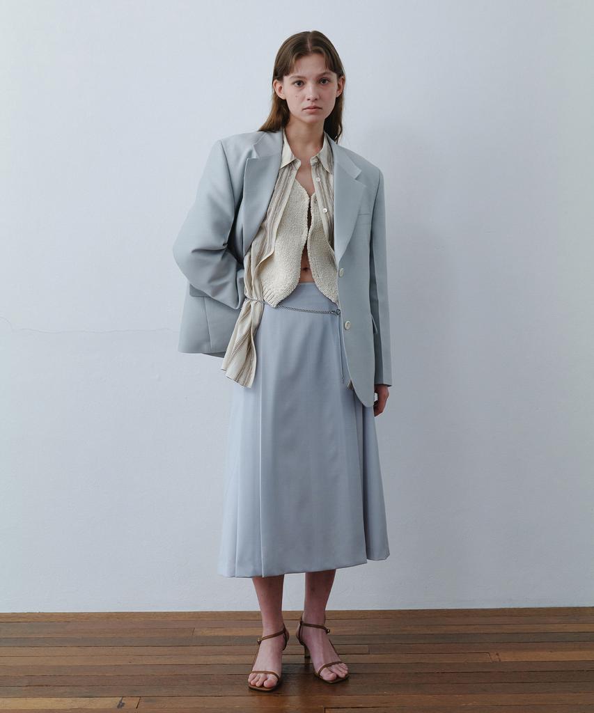 Assenti Pleated Wool Skirt_Sky Blue