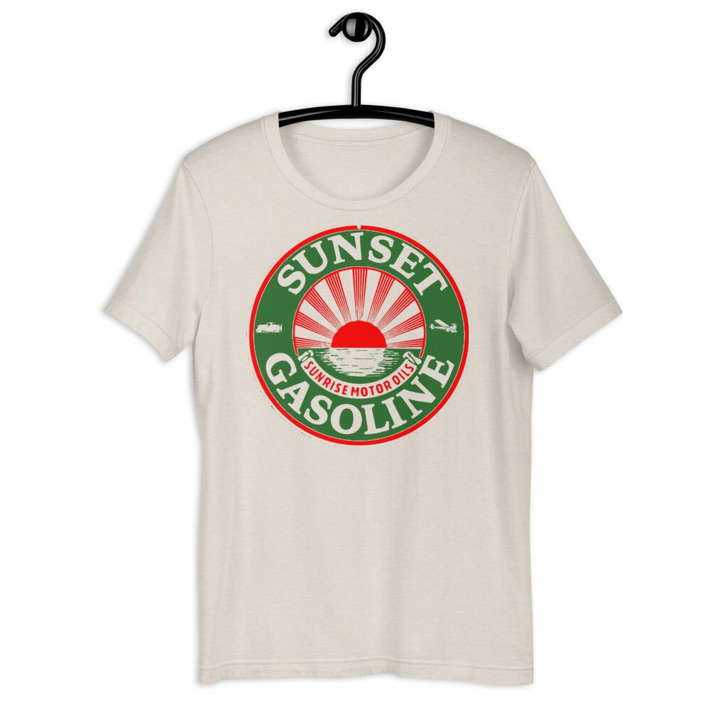 SUNSET GASOLINE Vintage Retro Porcelain Sign Art Short-Sleeve Unisex T-Shirt Unisex T-Shirt