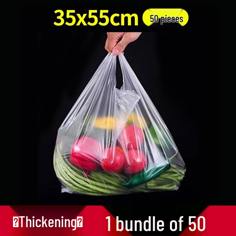Transparent White Plastic Vest Bag for Food & Fruit Packaging - Disposable & Convenient for Takeaway & Supermarket Use