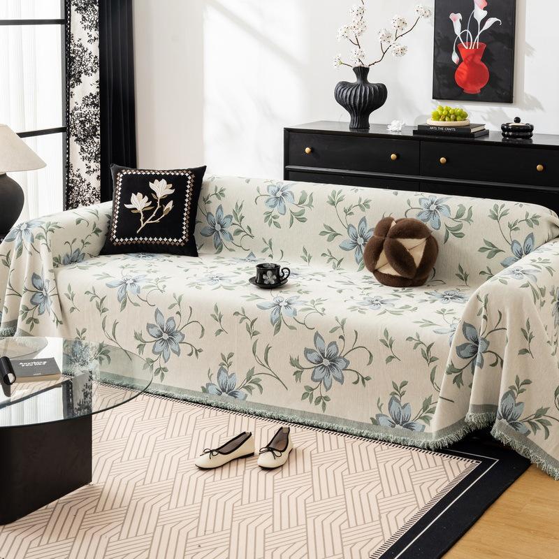 EIFLOY-Chenille Flower Sofa Cover for Living Room, 4, 5 Seats, Reversible Throw Blanket, L Shape Couch Furniture Protector