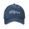 Vintage Los Angeles Baseball Cap for Men Women Distressed Denim Headwear Old English Outdoor All Seasons Travel Caps Hat