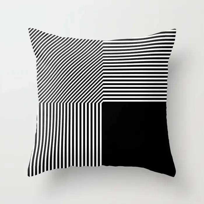 Black and White Geometric Polyester Soft Cushion Throw Pillow, Living Room Car Decoration, Sofa Bed Decoration, Pillowcase 40525