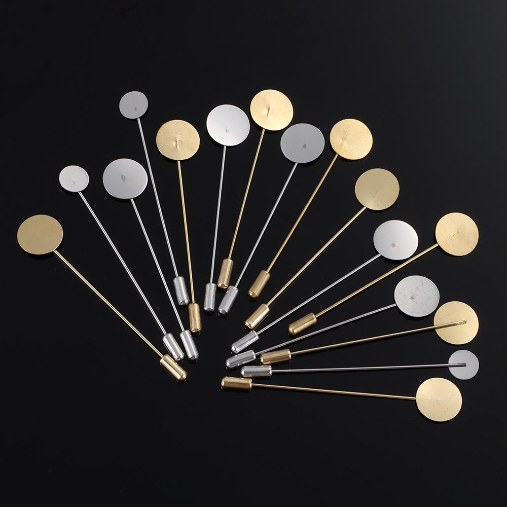 10pcs/set Gold & Silver Jewelry Making Diy Craft Cameo Cabochon Tray Pin Brooches Accessories