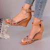 Fashion Ladies Shoes 2024 Brand Cover Heel Women's Sandals Fashion Crystal Casual Sandals Women New Peep Toe Buckle Strap Wedge Sandals