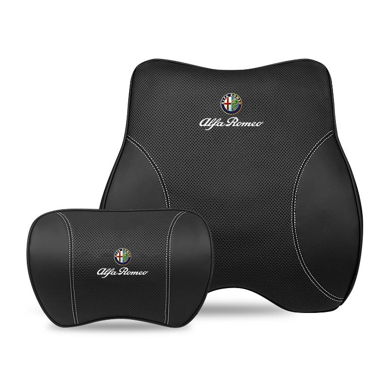 DCLLR1 Leather Car Headrest Lumbar Pillow Neck Gap Filler Pillow For Alfa Romeo Giulietta Mito 159 Giulia Stelvio 156 147 Tonale Brera