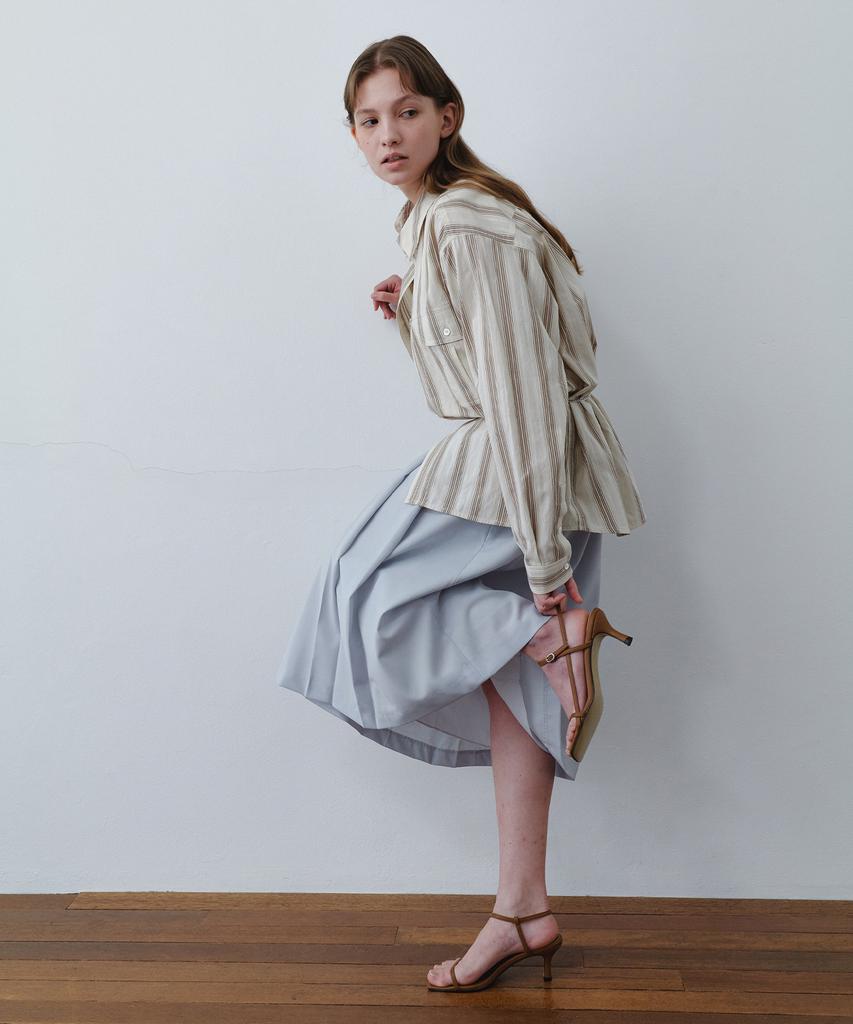 Assenti Pleated Wool Skirt_Sky Blue