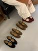 THEDOUDOU Retro Suede Round Head Shallow Mouth Flat-soled Single Shoes Women's 2025 Spring and Autumn New Temperament Soft-soled Ladyshoes