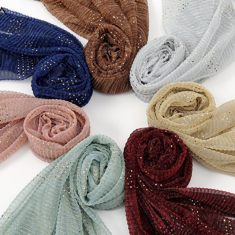 New Glitter Hijab Scarf Elegant Lightweight Elastic Shawl Wraps Women Fashion Sparkly Sequined Party Headscarf Shawls 180*70Cm