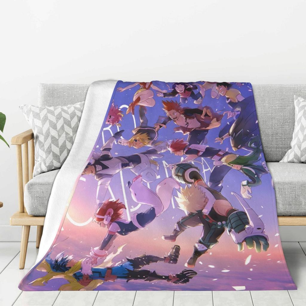 My H-hero Academia Cartoon Printed Blanket Warm Flannel Blankets Soft and Comfortable Blanket Home Travel Blanket Birthday Gift