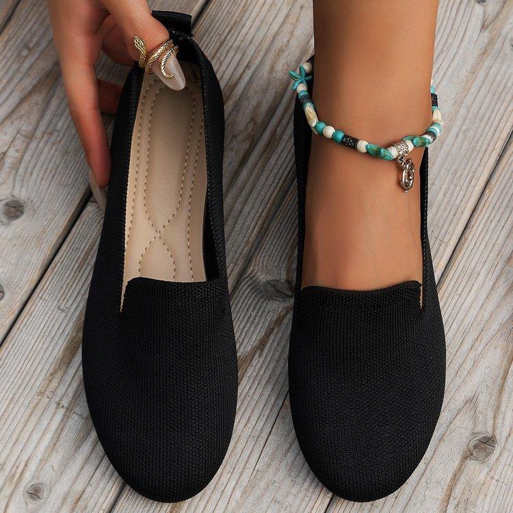 Mocassins Femme Bout Carré Respirant Slip-on Bout Carré Mesh Chaussures Plates pour Femmes Semelle Souple Tricot Ballerines Chaussures Bateaux