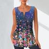Women's Fashion V Neck Shirts Casual Tops T-shirt Ladies 3D Many Flowers Print Vest Plus Size Sleeveless Blouse Tank Tops