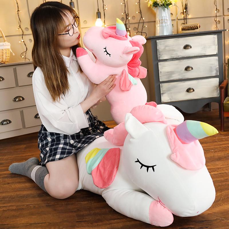 Riesiges Einhorn-Plüschtier, weich gefüllt, Einhorn, weiche Puppen, Tierpferd, Spielzeug für Kinder, Mädchen, Kissen, Geburtstagsgeschenke