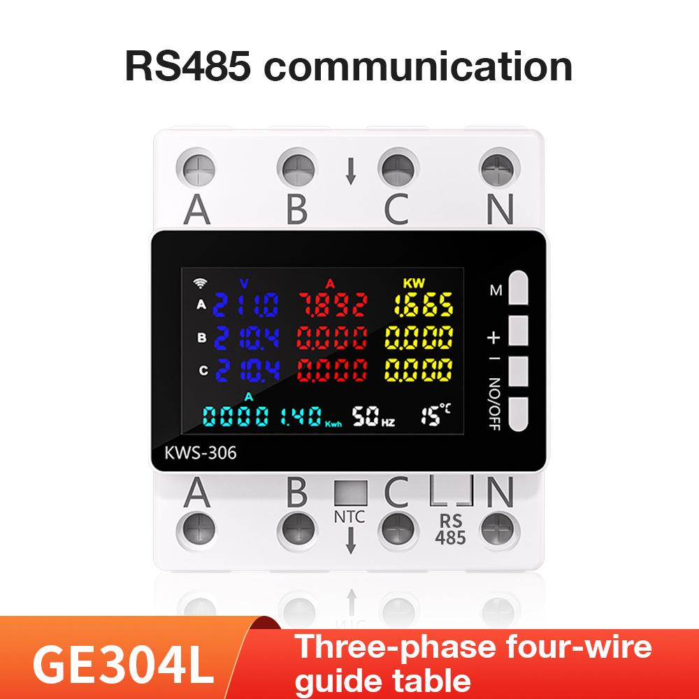 KWS-306 3 Phase TUYA WiFi Power Meter Over Under Voltage Protection Relay Switch Circuit Breaker Energy kWh Meter Smart Life