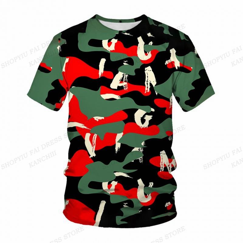 Summer Camo T-shirt Camouflage 3D Print Tshirt Men Fashion O-Neck Short Sleeve Tshirt Outdoors T Shirt Kids Tops Tee Fitness